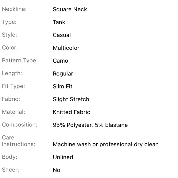 Size 4(s) women’s camouflage tanktop. - Picture 4 of 4